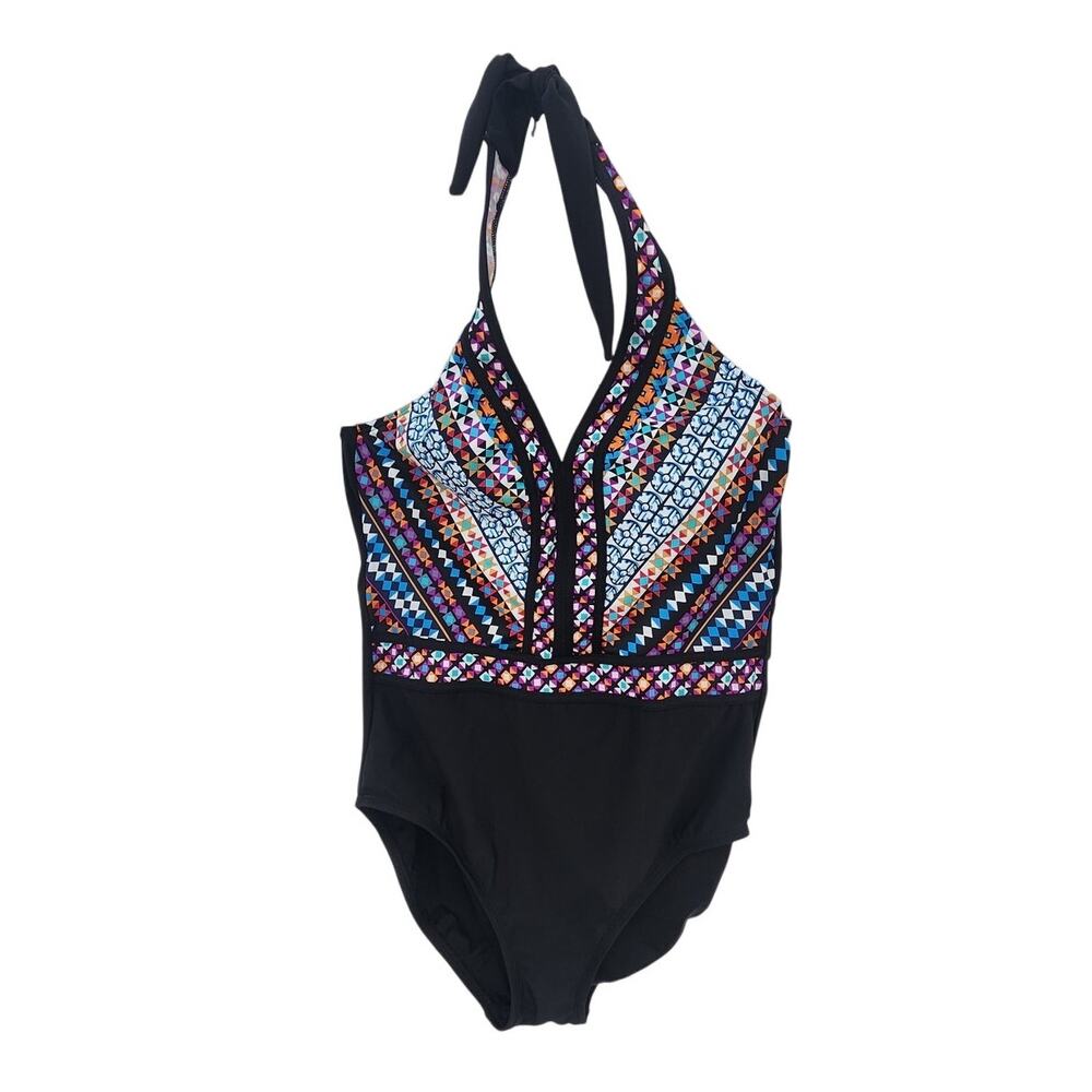 New NWT Aqua Green 1 Piece Swimsuit Halter Top 12/ 14